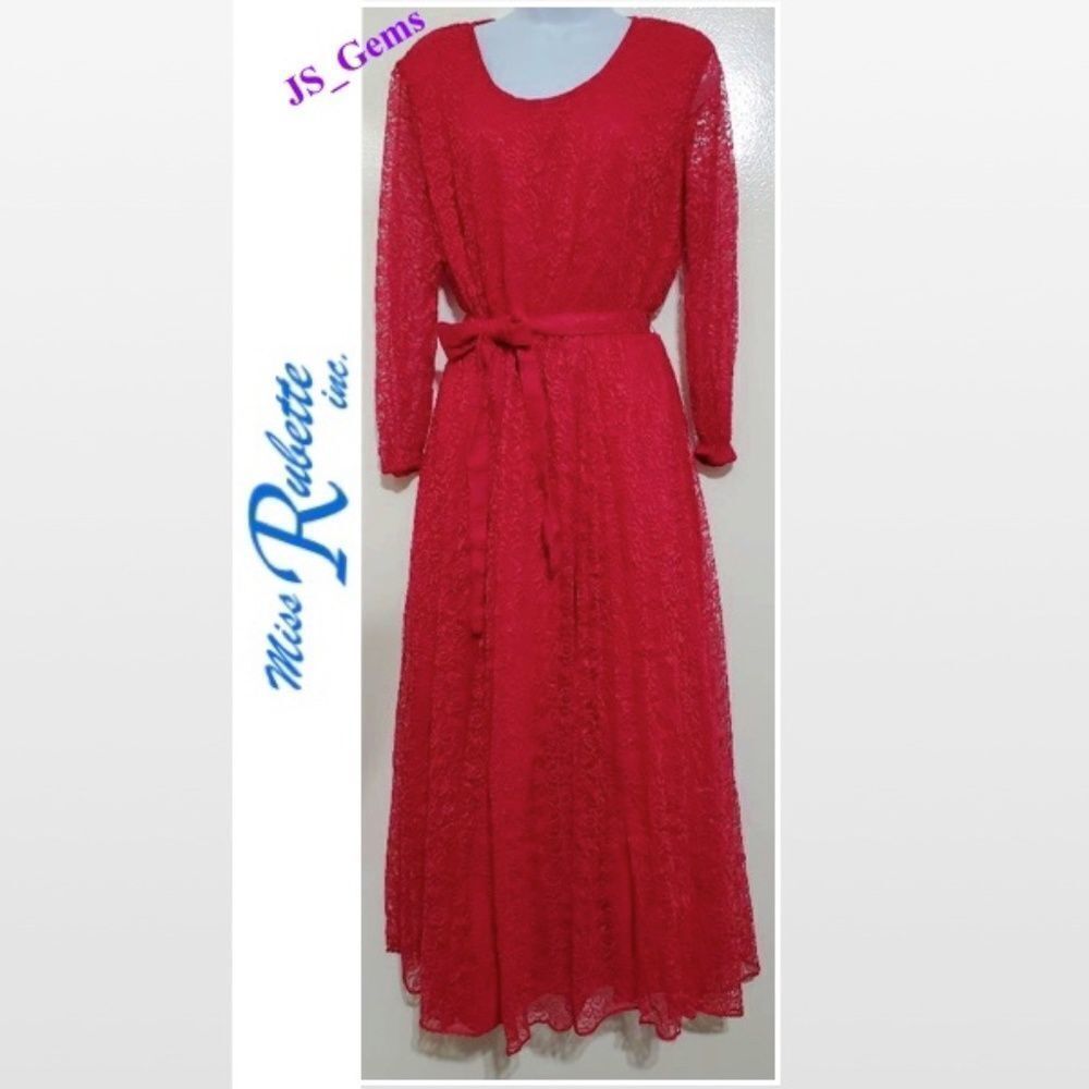Vintage Red Lace Maxi Dress